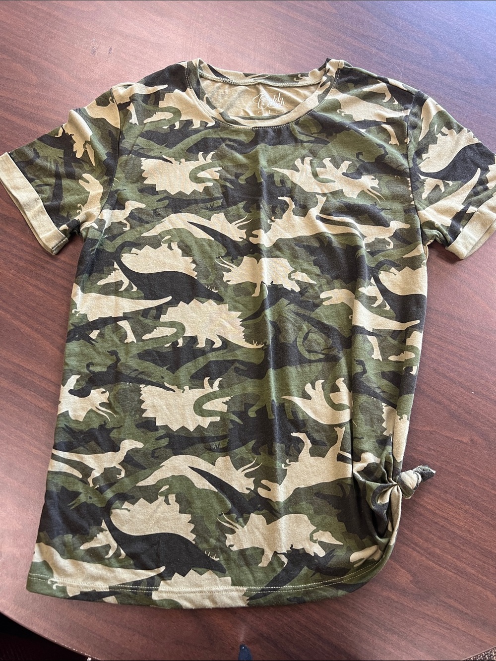 Womens Camo Dinosaur Print Tee - Green